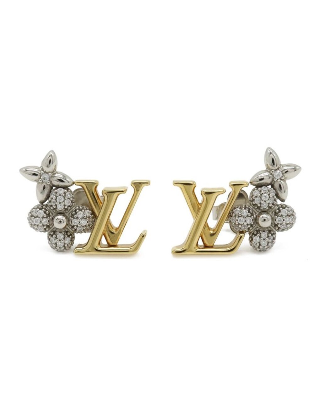 Louis Vuitton Earrings Puss LV Glam Zircon Gold Silver